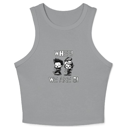 "Whee!! We Are 3!" Toddler Twins Birthday Crop Tank Top