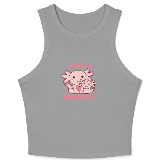 I Will Be Big Sister 2022 For Siblings axolotl Crop Tank Top