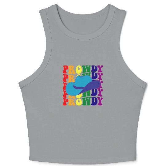 Prowdy Gay Lesbian Howdy Cowboy LGBTQ Pride Groovy Crop Tank Top