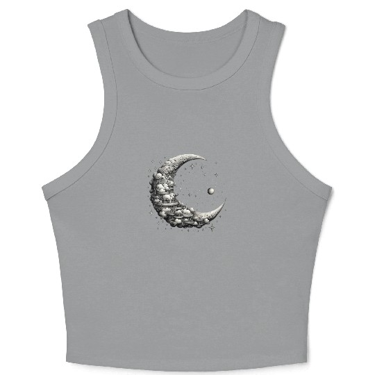 Cool Full Moon - Solar Eclipse, Moon Phases Total Crop Tank Top