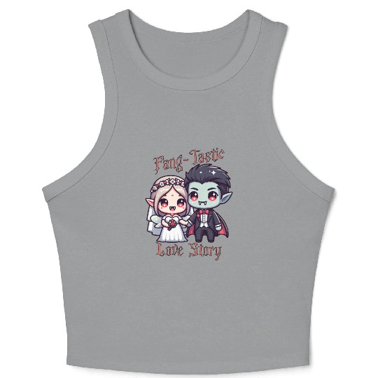 Vampire Bride and Groom Love Story Crop Tank Top