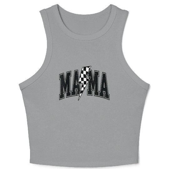 Checkered Mama Lightning Bolt Mothers Day Mother Crop Tank Top