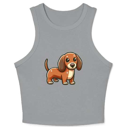 Royal Miniature Dachshund Puppy Odyssey Cartoom Crop Tank Top