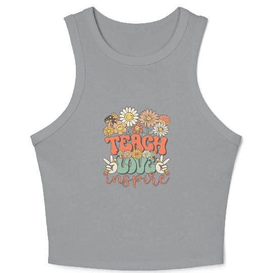 Teach Love Inspire Daisy Back To School Teacher Crop Tank Top