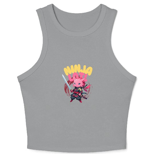 Kawaii Axolotl Ninja Crop Tank Top