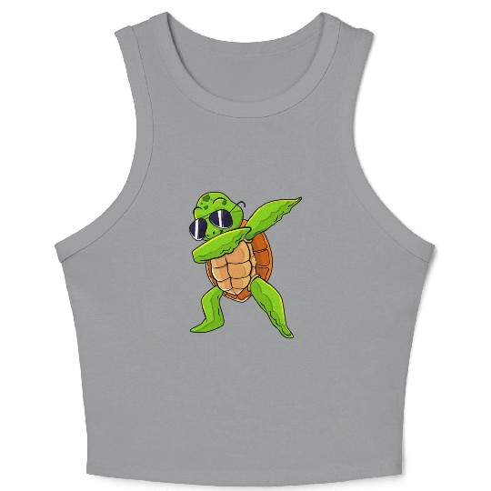 Dabbing Sea Turtle Animal Lover Save The Turtles Crop Tank Top