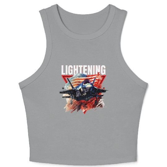 F35 Lightning Fighter Jet Plane Veteran Military Crop Tank Top