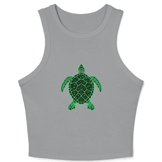 Green Space Turtle Crop Tank Top
