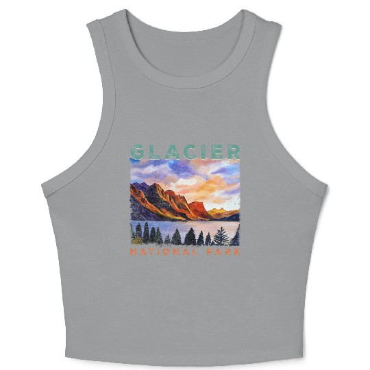 Glacier National Park Retro US Montana Parks Crop Tank Top