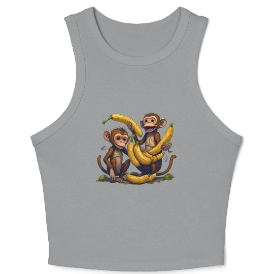 monkey play with banana Crop Tank Top