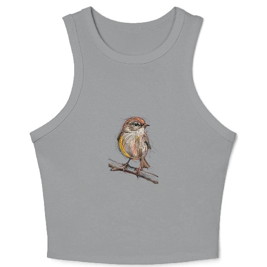 Whimsical Nature little green Bird Crop Tank Top