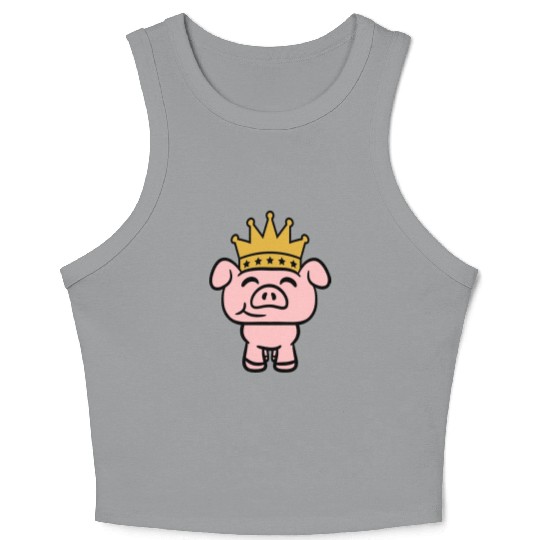 Pig King Queen Crown Prince Princess Piggy Piglet Crop Tank Top