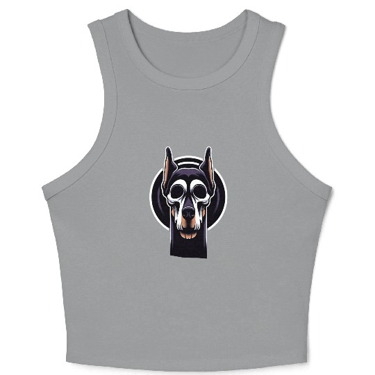 Neon Doberman Skull Edge Crop Tank Top