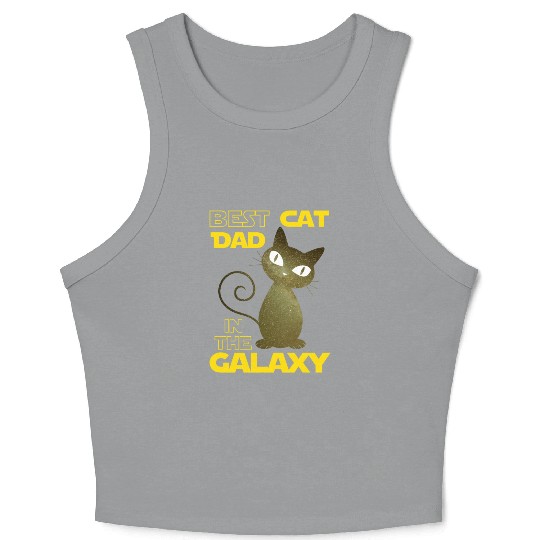 Galaxy Cat Best Cat Dad Crop Tank Top