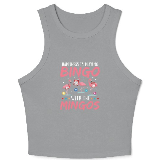 Funny Bingo Player Happiness Flamingo Crop Tank Top