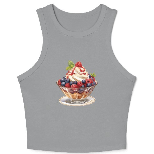 Fruity Raspberries and Blueberries Parfait Sundae Crop Tank Top