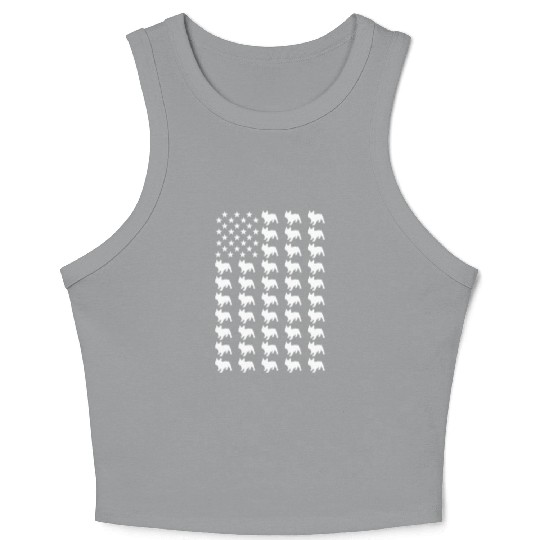 US Flag Silhouette French Bulldog 4th Of July Crop Tank Top