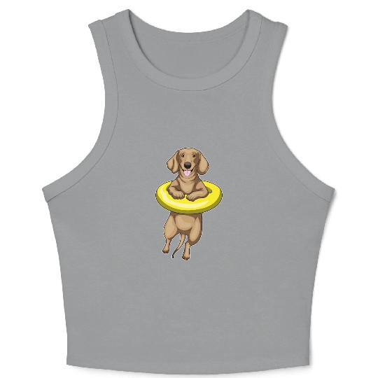 Dachshund Swimming Swim ring Crop Tank Top