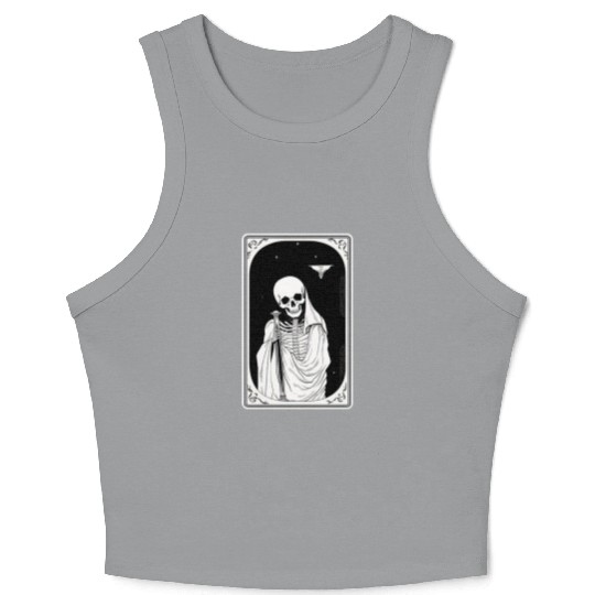 Skeleton Tarot Card Reader Astrology Occult Crop Tank Top