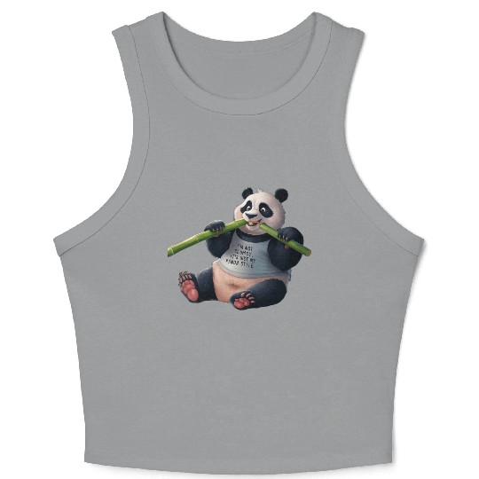 Panda Paradise: Serene Panda Enjoying a Bamboo Fea Crop Tank Top