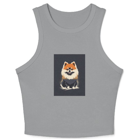 Pomeranian Dog 2 - Japanese Old Vintage Crop Tank Top