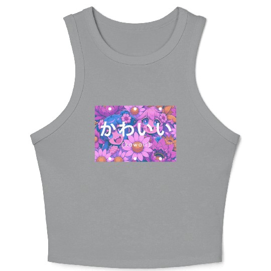 Kawaii Japanese Anime Floral Crop Tank Top | Cute Crop Tank Top