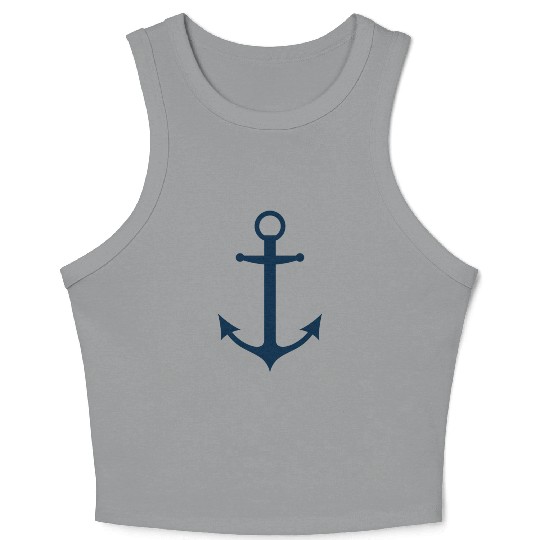 Navy Blue Sailing Boat Anchor Crop Tank Top