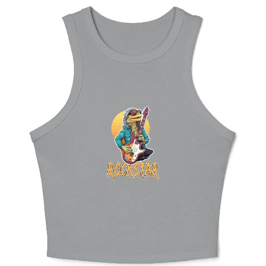 Rockstar Reptile Musician with Electric Guitar Crop Tank Top