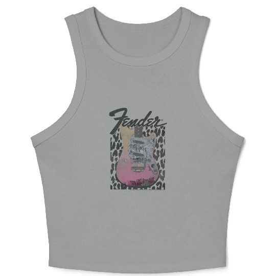 Grunge Cheetah Print Electric Guitar Crop Tank Top