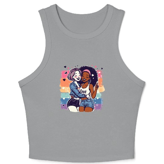 Cute Sapphic Lesbian Whitey Melanin Rainbow Pride Crop Tank Top