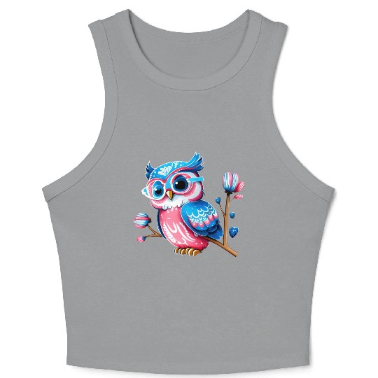Red White and Blue Owl Crop Tank Top