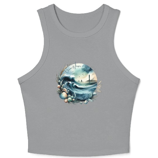 Ocean Whisper: Serene Seascape Art Crop Tank Top