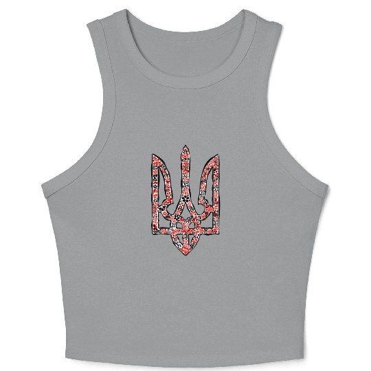 Ukraine trident Tryzub in red and black colors Crop Tank Top