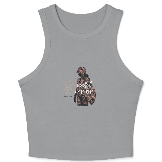 Graceful Warrior Flower Background Design Crop Tank Top