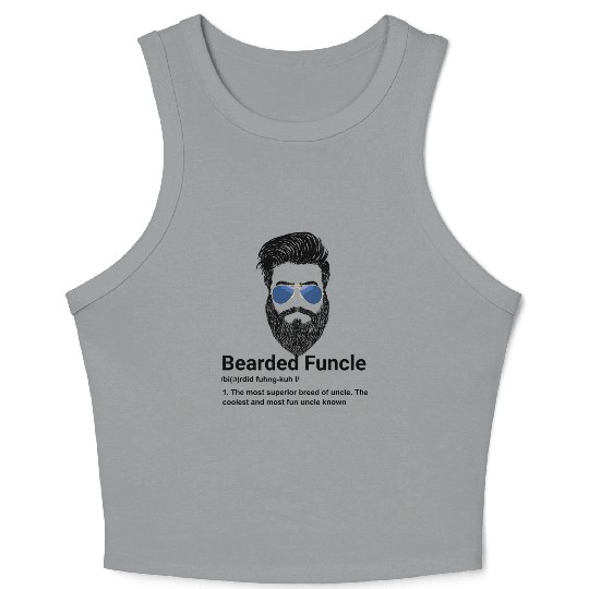 Mens Bearded Funcle Funny Uncle Definition Crop Tank Top