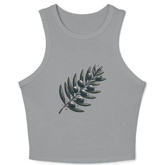 An olive Branch Crop Tank Top