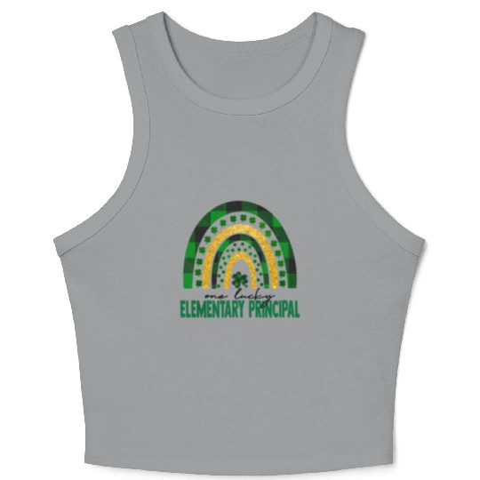 One Lucky Elementary Principal Rainbow St Patricks Crop Tank Top