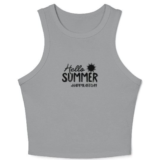 Hello Summer Happy Last Day Of School Teacher Crop Tank Top