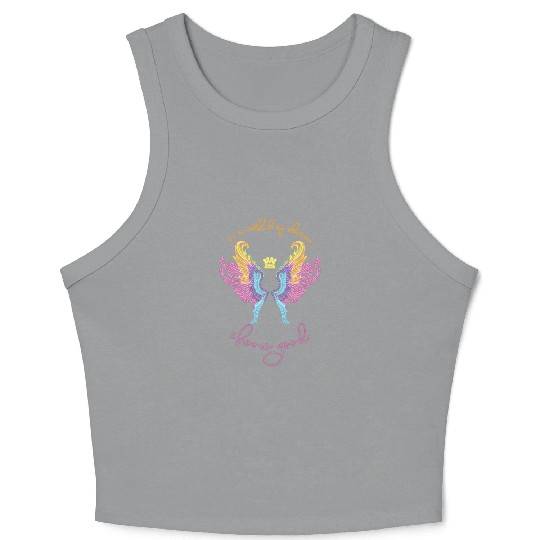 Neon angel wings with a crown Crop Tank Top