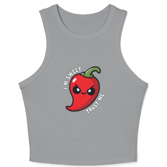 I'm Sweet Trust Me Hot Chili Pepper Funny Crop Tank Top