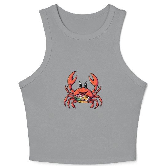 Retro Cartoon Crab Crop Tank Top