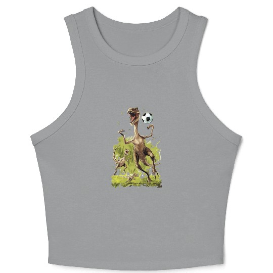 Soccer Ball Velociraptor Dinosaur Football Crop Tank Top