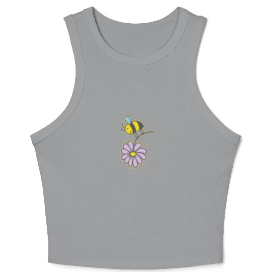 Bee with Flower Animals Nature Beekeeper Crop Tank Top