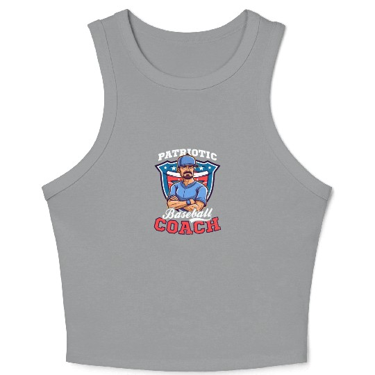 4th Of July Baseball Coach Patriotic Coach Crop Tank Top