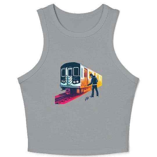 AI Teen at Subway Layup Masked Crop Tank Top