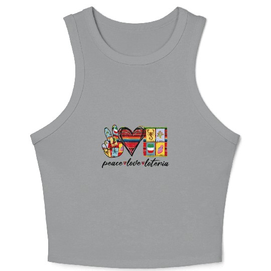 Peace Love Loteria Serape Mexican Bingo Card Crop Tank Top