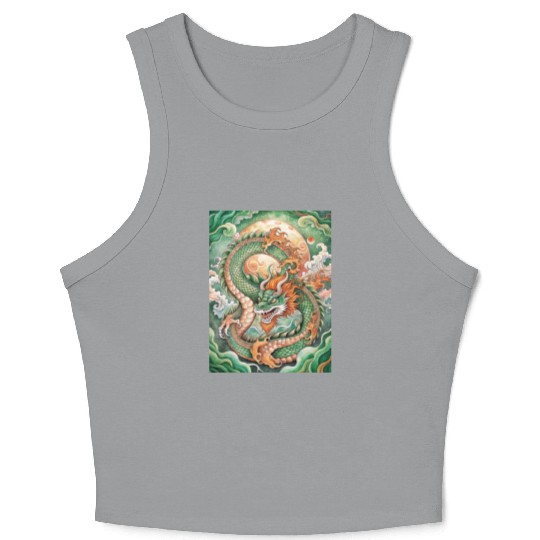 Traditional Chinese Dragon Ink Style Crop Tank Top
