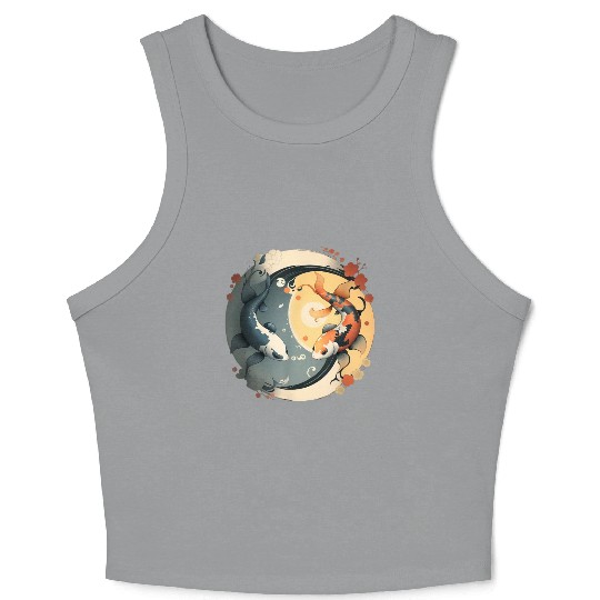 Japanese Koi Fish Yin Yang Crop Tank Top