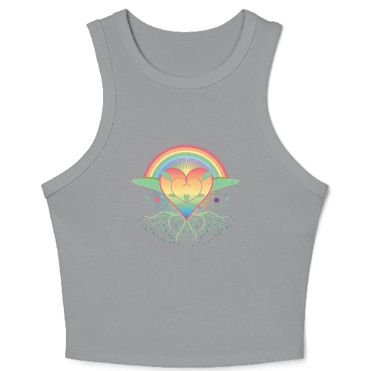 Rainbow heart with roots for Pride Crop Tank Top