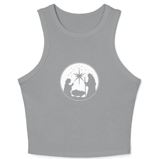 Nativity Scene Silhouette Christmas Market Vendor Crop Tank Top
